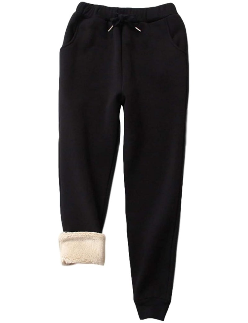 Yeokou Warm Sweatpants Womens Fleece Sherpa Lined Winter Active Running Jogger Pants (Small, Black) - Image 1